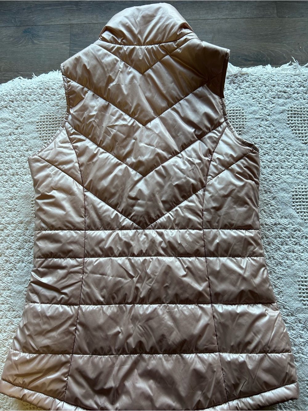 Maurices Rose Gold Blush Pink Quilted Puffer Vest - Picture 3 of 10